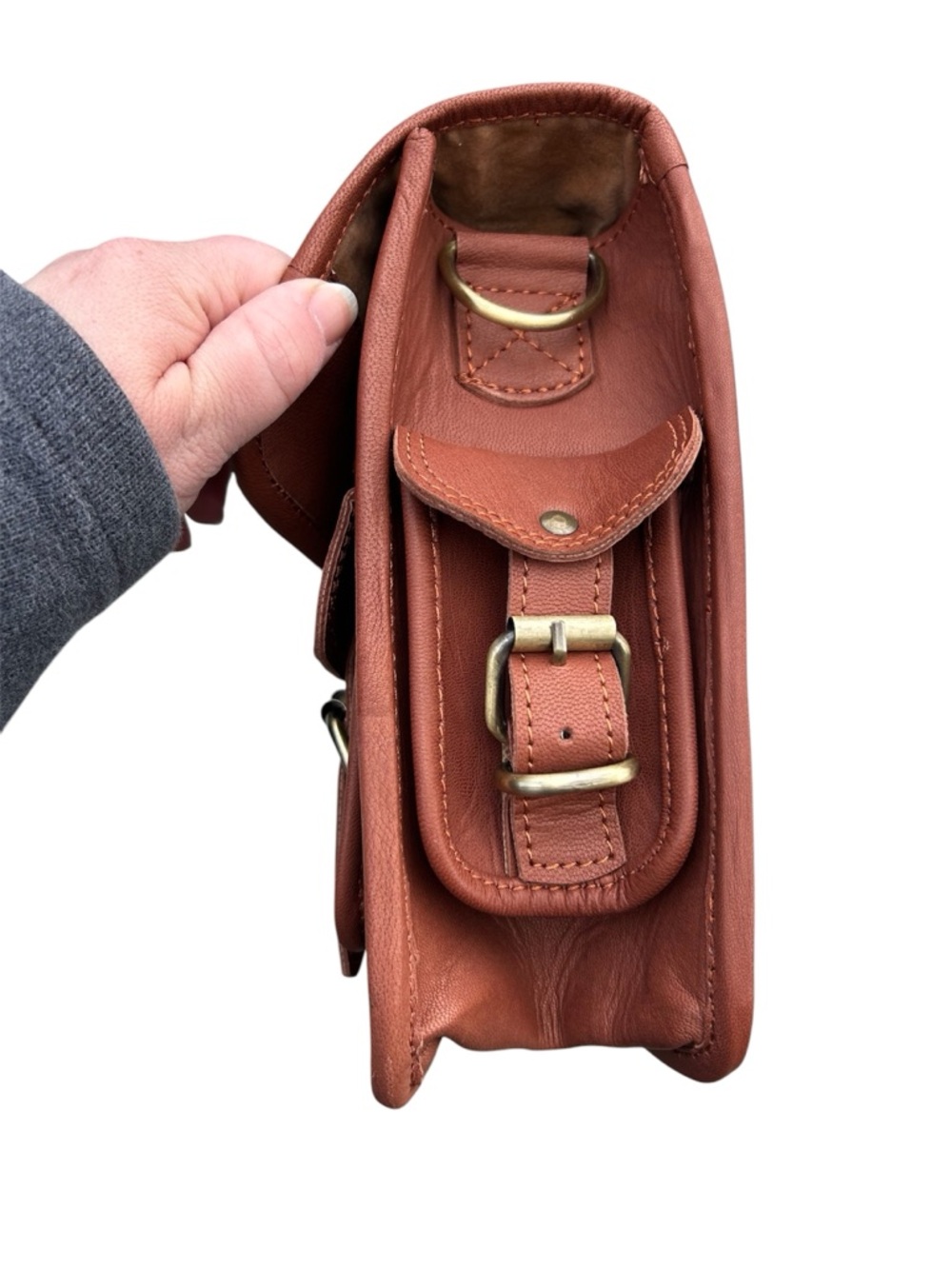 Cuero Genuine Leather Satchel / Briefcase • Brown • No Strap • Read Description - Picture 2 of 7